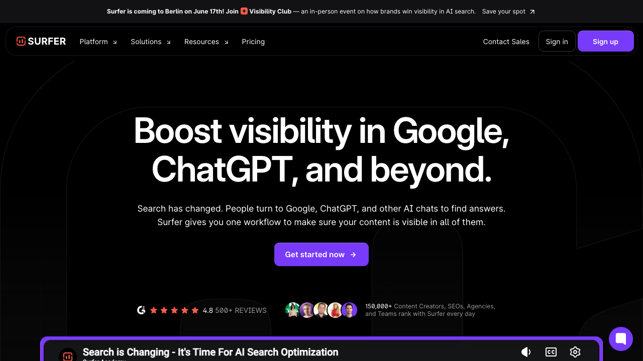Surfer SEO product screenshot